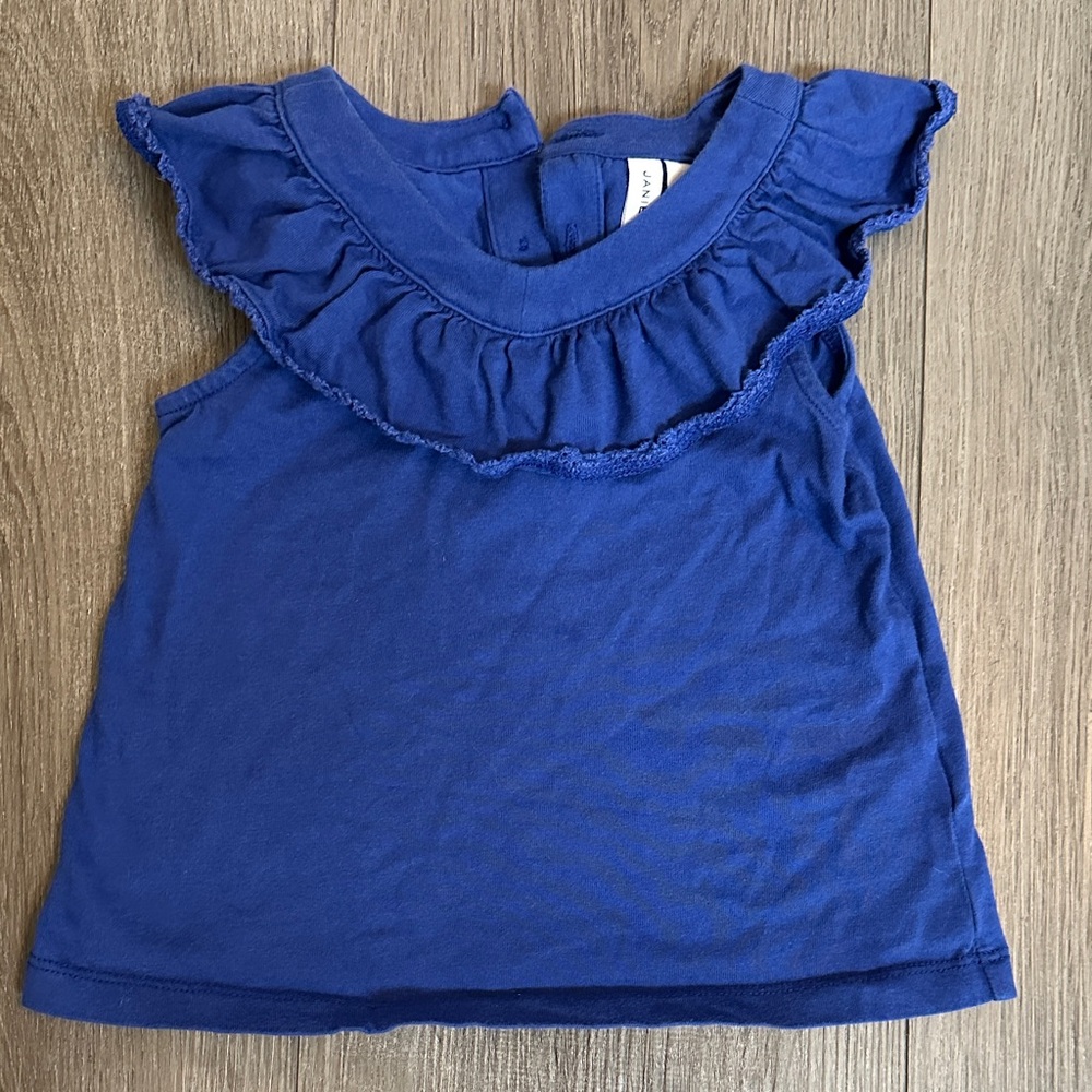Janie and Jack Blue Ruffle Collar Tank Top